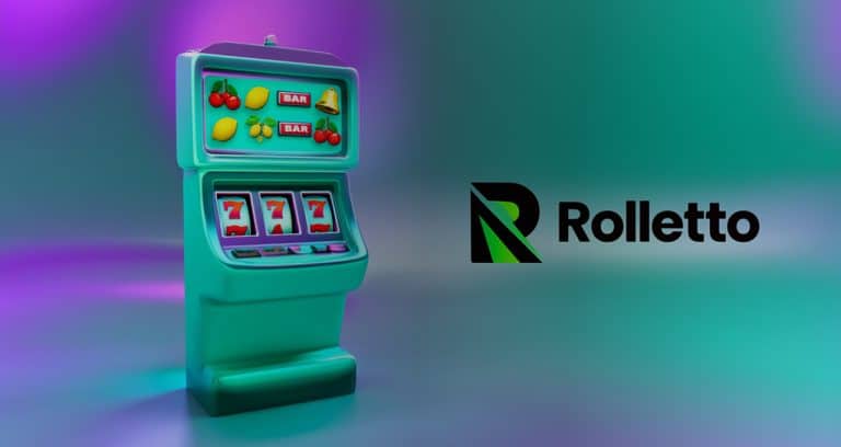 Lucky slot machine with colorful symbols and neon.
