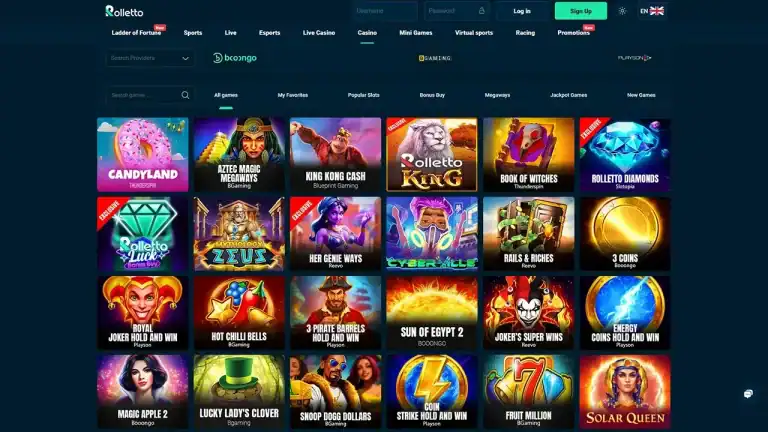 Online casino game selection at Rolletto.
